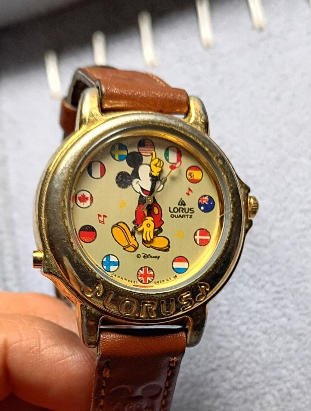 Lorus x Disney Mickey Mouse Quartz Watch in Gold Tone & Brown